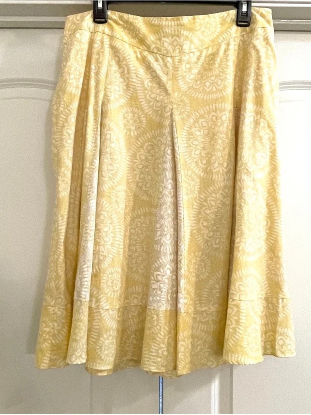 LOFT Yellow Printed Circle Skirt